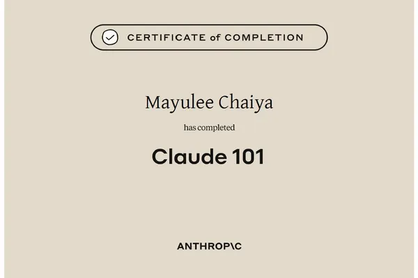 Certificate of Completion สำหรับหลักสูตร Introduction to Claude Cowork-2